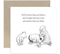 Old English Co. Carte d'anniversaire Winnie l'ourson pour ami - Citation Braver de Winnie l'ourson et Porcinet pour sœur, cousine, meilleure amie - Carte de condoléances Thinking of You | Intérieur