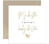 Old English Co. Carte de félicitations de grossesse pour meilleure amie - Carte de vœux mignonne « Bestie Growing a Baby Bestie » - Carte de fête prénatale pour meilleure amie | Enveloppe intérieure