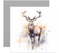 Old English Co. Carte de vœux aquarelle cerf pour anniversaire - Jolie carte d'anniversaire pour maman, grand-mère, elle - Carte d'art de la faune pour penser à vous, remerciement | Enveloppe