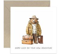 Old English Co. Carte porte-bonheur pour lui et elle - Carte amusante de départ d'ours marron pour homme et femme - Jolie carte de retraite pour collègue - Carte d'adieu « Best of Luck » | Enveloppe