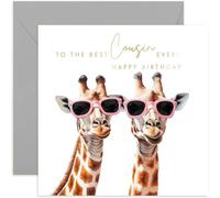 Old English Co. Cartes d'anniversaire amusantes pour cousin - Carte « Best Cousin Ever » - Motif couple de lunettes de soleil roses - Carte d'anniversaire de cousin - Joli cadeau d'anniversaire pour