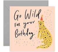 Old English Co. Go Wild Leopard Carte d'anniversaire pour femme Motif léopard sauvage Intérieur vierge et enveloppe inclus
