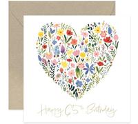 Old English Co. Magnifique carte d'anniversaire 65 ans pour elle - Carte en feuille d'or avec motif floral en forme de cœur - Carte d'anniversaire mignonne pour femme - Carte d'anniversaire de 65 ans