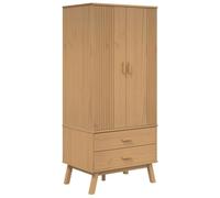 OLDEN Armoire en Bois Massif Pin, Marron, 76,5x53x172 cm, 2 Tiroirs | Bois de pin massif, 2 tiroirs, 1 compartiment, poignées en bois, pieds en bois, design scandinave, construction stable
