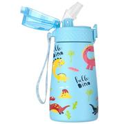 OLDLEY 350ml/12oz Bouteille d'eau en Acier Inoxydable pour Enfants avec Paille avec 2 Couvercles Différents Métal Isotherme Petite Fiole pour l'école Garçons Filles Boissons Chaudes Froides Sans BPA