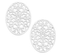 OLegei Dessous de Plat en Fonte Vintage, Support pour Casserole, 2pcs Blanc | Pattes en Caoutchouc, Protéger les Plats Chauds, Support pour la Cuisine et la Table à Manger, Ovale