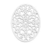 OLegei Dessous de Plat Ovale en Fonte Vintage, Blanc | Pattes en Caoutchouc, Protéger les Plats Chauds, Support pour Casserole, pour la Cuisine et la Table à Manger