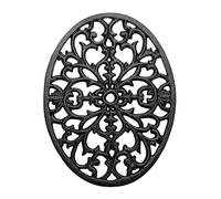OLegei Dessous de Plat Ovale en Fonte Vintage, Noir | Pattes en Caoutchouc, Protéger les Plats Chauds, Support pour Casserole, pour la Cuisine et la Table à Manger