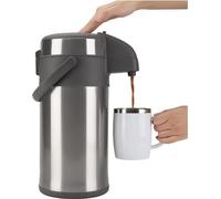 Olerd 4,0 litres pichet à pompe thermos distributeur de café, inox double paroi pichet isolant sous vide avec mécanisme de pompe, carafe à café, pot pour 24 tasses (argent)