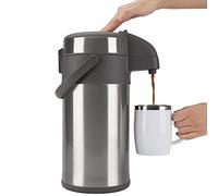 Olerd Cafetière isotherme à pompe de 4 l - En acier inoxydable - Double paroi - Avec mécanisme de pompe - Carafe à café pour 24 tasses - Argenté
