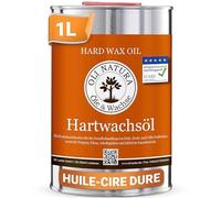 OLI-NATURA Huile-cire dure pour bois - Huile naturelle pour meubles, escaliers, portes et plus - Certifiée apte au contact alimentaire et anti-allergène, 1 L, incolore-naturel