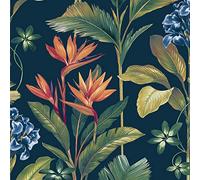 Oliana Papier Peint Floral Bleu Marine Belgravia 8487