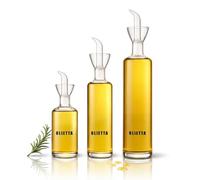 Olietta Bouteilles d'huile d'olive avec bec verseur - Méga-pack de 3 bouteilles - 500 ml, 250 ml, 125 ml - Bouteilles en verre pour huile d'olive et vinaigre - Anti-goutte et étanches
