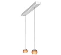 Oligo Balino Suspension 2 flammes avec réglage en hauteur caché Pendelleuchte, aluminium brossé, pendules chrome mat / tabac