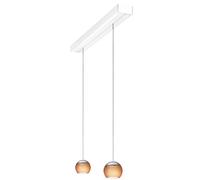 Oligo Balino Suspension 2 flammes avec réglage en hauteur caché Pendelleuchte, blanc mat, pendules chrome mat / tabac