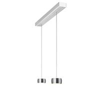 Oligo Grace Suspension 2 flammes avec réglage en hauteur caché Pendelleuchte, aluminium brossé, pendules aluminium brossé