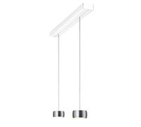 Oligo Grace Suspension 2 flammes avec réglage en hauteur caché Pendelleuchte, blanc mat, pendules aluminium brossé