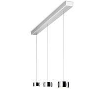 Oligo Grace Suspension 3 flammes avec réglage en hauteur caché Pendelleuchte, aluminium brossé, pendules chrome