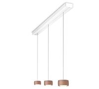 Oligo Grace Suspension 3 flammes avec réglage en hauteur caché Pendelleuchte, blanc mat, pendules Satin Copper
