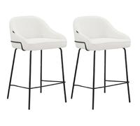 Oline-lot De 2 Tabouret De Bar En Tissu Teddy Blanc