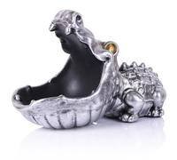 oliruim Bol à clés en forme de statue d'alligator, statue d'animal amusante, bol à bonbons pour entrée, bureau, sculpture à grande bouche, boîte de rangement (argenté)