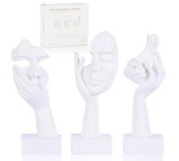 oliruim Lot de 3 Petites Statues de penseur - Figurines Blanches abstraites pour décoration d'intérieur, Appartement, bibliothèque, étagère Flottante, Table Basse, Bureau, Salle de Bain, comptoir (3
