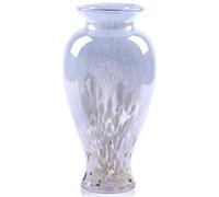 oliruim Vase en verre de 30 cm de haut, bleue, vase en verre colorée et opaque, design unique, large ouverture, décoration artistique pour la maison, salon, table à manger, décor de pampas (bleu-blanc