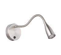 EGLO Olivandino 1 Applique murale LED col de cygne - Lampe de lecture murale avec interrupteur et fonction de charge USB - Applique murale pour chambre à coucher - En métal argenté - Blanc chaud