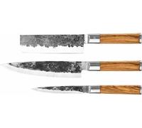 Olive Set De Couteaux 3pcs, Couteau Chef + Couperet + Couteau Menager - Forged