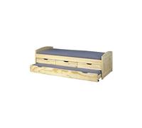 OLIVER - Lit Gigogne 90x200cm + 3 Tiroirs Bois Massif -