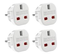 Olivera 4X Adaptateur Voyage Prise Anglaise vers France, Aadaptateur UK vers FR, Adaptateur de Voyage UK Type G vers Type C pour l'Allemagne, l'Irlande, Les Pays-Bas, la Pologne, la Suède.
