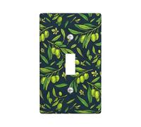 Olives Plaque murale décorative en plastique pour interrupteur, feuilles naturelles botaniques, fleurs vertes printanières, taille standard pour salon, chambre à coucher, maison, bureau (simple)