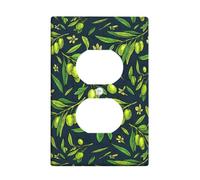 Olives Plaque murale duplex, feuilles naturelles botaniques, fleurs vertes printanières, plaques faciales en plastique de taille standard pour prises électriques pour salon, chambre à coucher