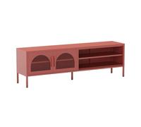 OLIVIA - Meuble TV 160 cm 2 Portes Ajourées 2 Niches en Métal Terracotta