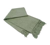 Olivia Rocco Couverture chenille avec pompons pour canapé, chaise, lit, décoration d'intérieur, douce, chaude et confortable, vert sauge, 130 x 170 cm