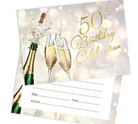 Olivia Samuel - Lot de 20 cartons d'invitation pour 50e anniversaire style champagne, prêt à l’emploi, avec enveloppes