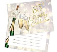 Olivia Samuel - Lot de 20 cartons d'invitation pour 65e anniversaire style champagne, prêt à l’emploi, avec enveloppes