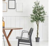 Olivier artificiel, 150 cm/180 cm/210 cm, en pot, avec jardinière, grandes branches et fruits artificiels, pour la maison, le bureau, le salon et la décoration intérieure. Olivier réaliste : Cet olivi