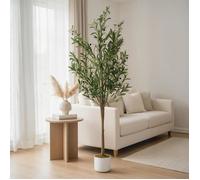 Olivier Artificiel 160cm, Plante en Pot + Feuilles réalistes et 34 Fruits, Plante Artificielle décorative à Feuilles persistantes