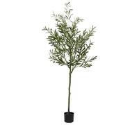 Olivier artificiel - 180 cm - Avec 700 feuilles et 28 oliviers - Vert - Avec tronc en polyéthylène solide et pot en ciment - Décoration facile d'entretien pour salon, bureau, jardin et balcon