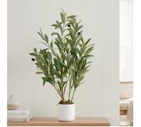 Olivier Artificiel 60cm, Plante en Pot + Feuilles réalistes et 8Fruits, Plante Artificielle décorative à Feuilles persistantes