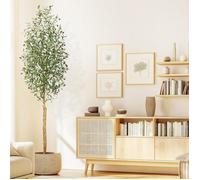 Olivier artificiel avec pot blanc - 210 cm - Grande plante verte - Décoration pour la maison,chambre à coucher,bureau,jardin,salon