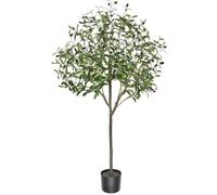 Olivier artificiel de 120 cm de haut, plante artificielle réaliste avec pot, pour la décoration d'intérieur et d'extérieur