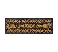 OLIVO.shop | PROMO Paillasson en coco tressé et caoutchouc, tapis d'entrée maison escalier, paillasson escalier en coco 25 x 75 cm (WELCOME)