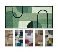 OLIVO.shop Tapis de cuisine lavable antidérapant, tapis de cuisine en coton, tapis de cuisine antidérapant, tapis moderne de cuisine multi-usages, SPRINT FORME (vert, 50 x 110 cm)