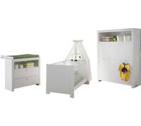 Olja Ensemble de meubles pour enfants, lit bébé, commode à langer et armoire à 3 portes, blanc.