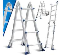 Ollewiellan Échelle multifonction 513 cm 4 x 5 échelons 3 en 1 - Échelle pliante télescopique - Charge maximale : 150 kg - Échelle coulissante des deux côtés et échelle d'escalier