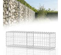 Ollewiellan Lot de 2 gabions 100 x 30 x 30 cm, paniers gabions en acier galvanisé, épaisseur de fil 4 mm, largeur de maille 5 x 10 cm, gabion pour clôture et jardin, convient pour les pierres de 6 à
