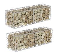 Ollewiellan Lot de 4 gabions 100 x 30 x 30 cm, paniers gabions en acier galvanisé, épaisseur de fil 4 mm, largeur de maille 5 x 10 cm, gabion pour clôture et jardin, convient pour les pierres de 6 à
