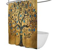 OLLIAR Home Rideau de Douche en Tissu imperméable avec Crochets 100x200 Ensemble de Rideaux de Douche Style Artistique rétro Abstrait Golden Tree of Life Rideaux de Salle de Bain